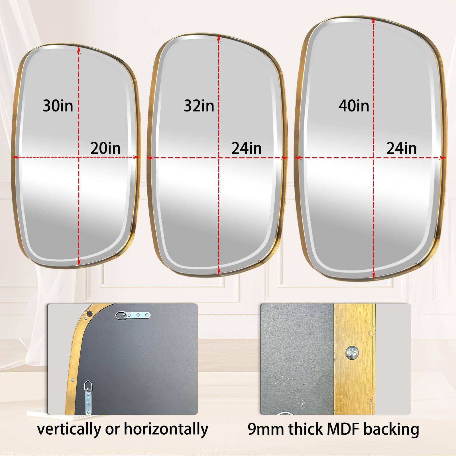 - 30in x 20in
- 32in x 24in
- 40in x 24in

Vertically or horizontally

9mm thick MDF backing