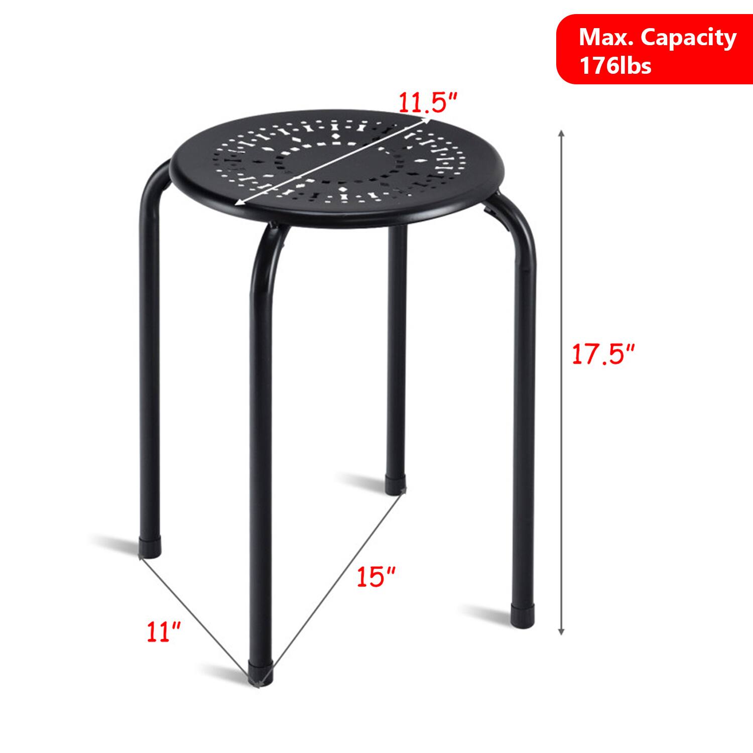 11.5" Max. Capacity 176lbs 17.5" 15" 11"
