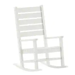 Emma + Oliver - Florian Set of 2 Contemporary Rocking Chairs, All-Weather HDPE Indoor/Outdoor Rockers - White