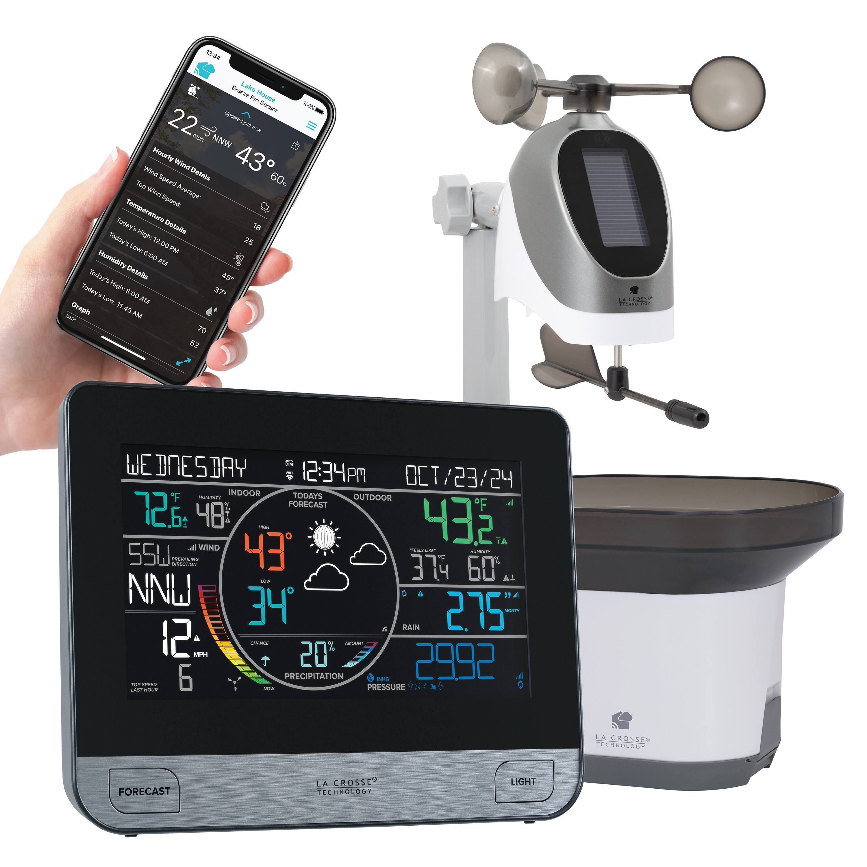 La Crosse Technology - WIFI Weather Station w/Wind Speed & Direction and Rain - Black