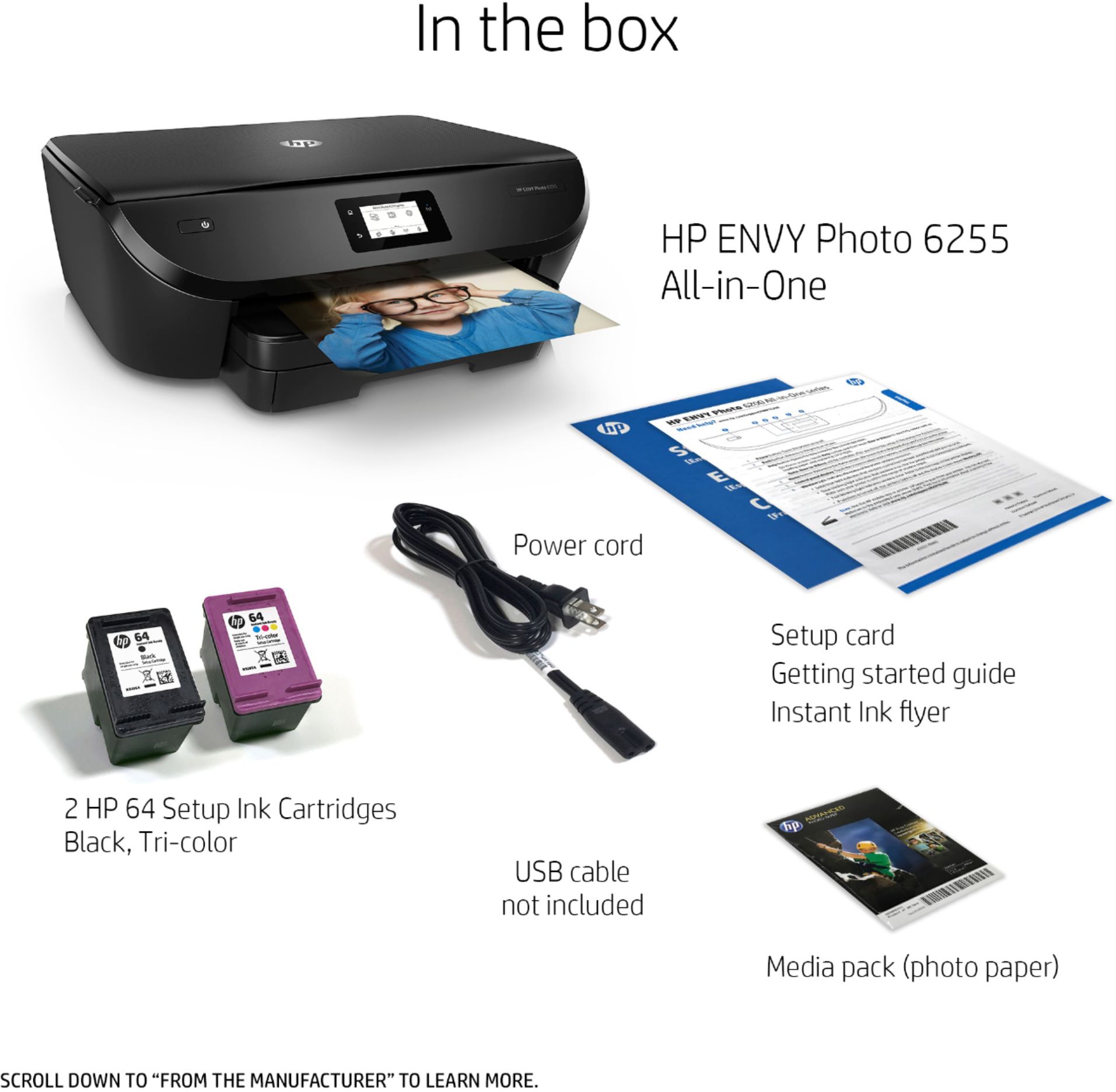 presse Syge person skammel Best Buy: HP ENVY Photo 6255 Wireless All-In-One Instant Ink Ready Inkjet  Printer Black K7G18A#B1H