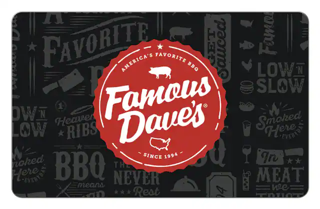 America's Favorite BBQ
Famous Dave's
Since 1994
Low N Slow
Heavenly Ribs
Smoked Here Everyday
BBQ Means
The Never Rest
In Meat We Trust