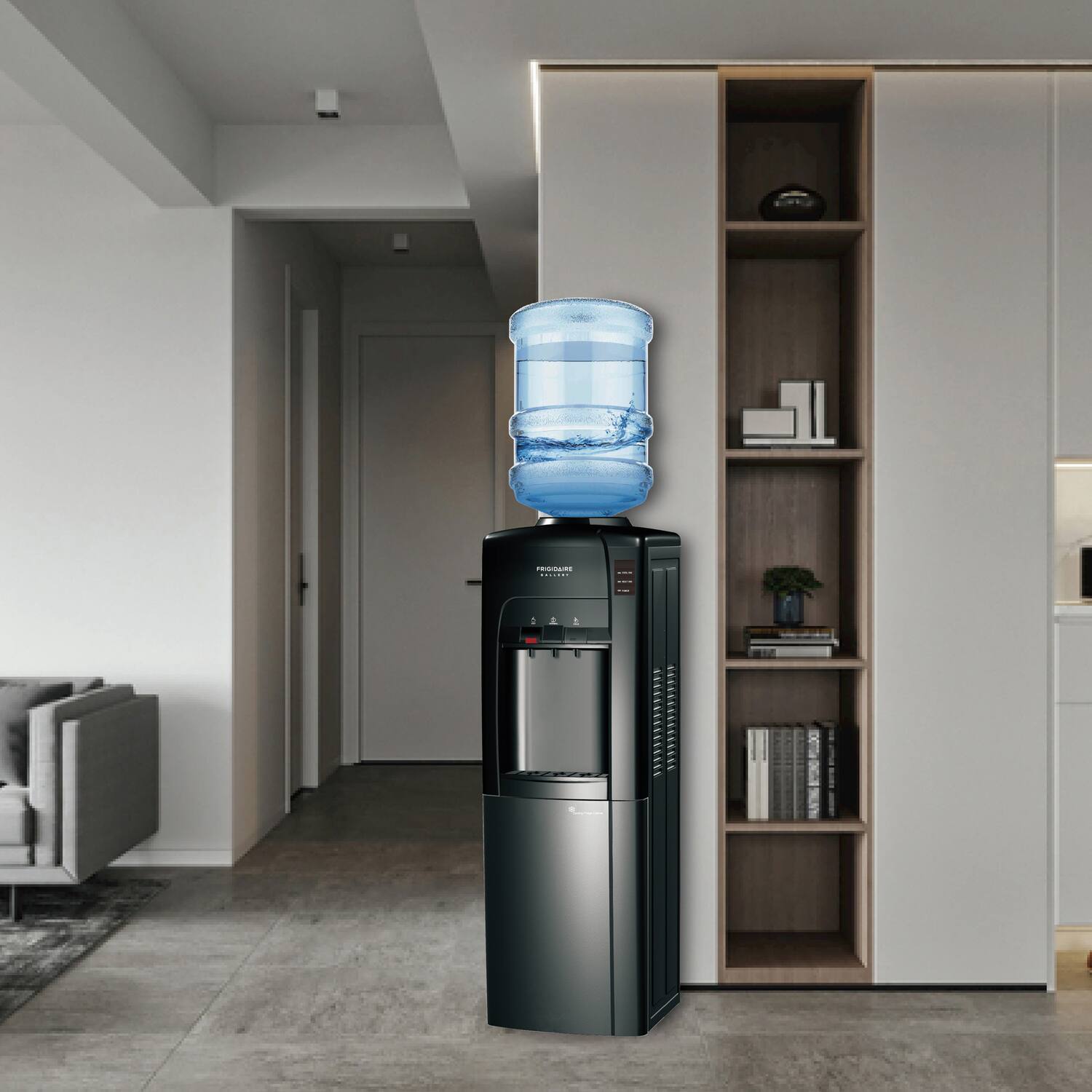 Angle. Frigidaire - Frigidaire Gallery Fgwc413-black Top-load Water Cooler Dispenser With Built-in Refrigerated Compartment, Black - black.
