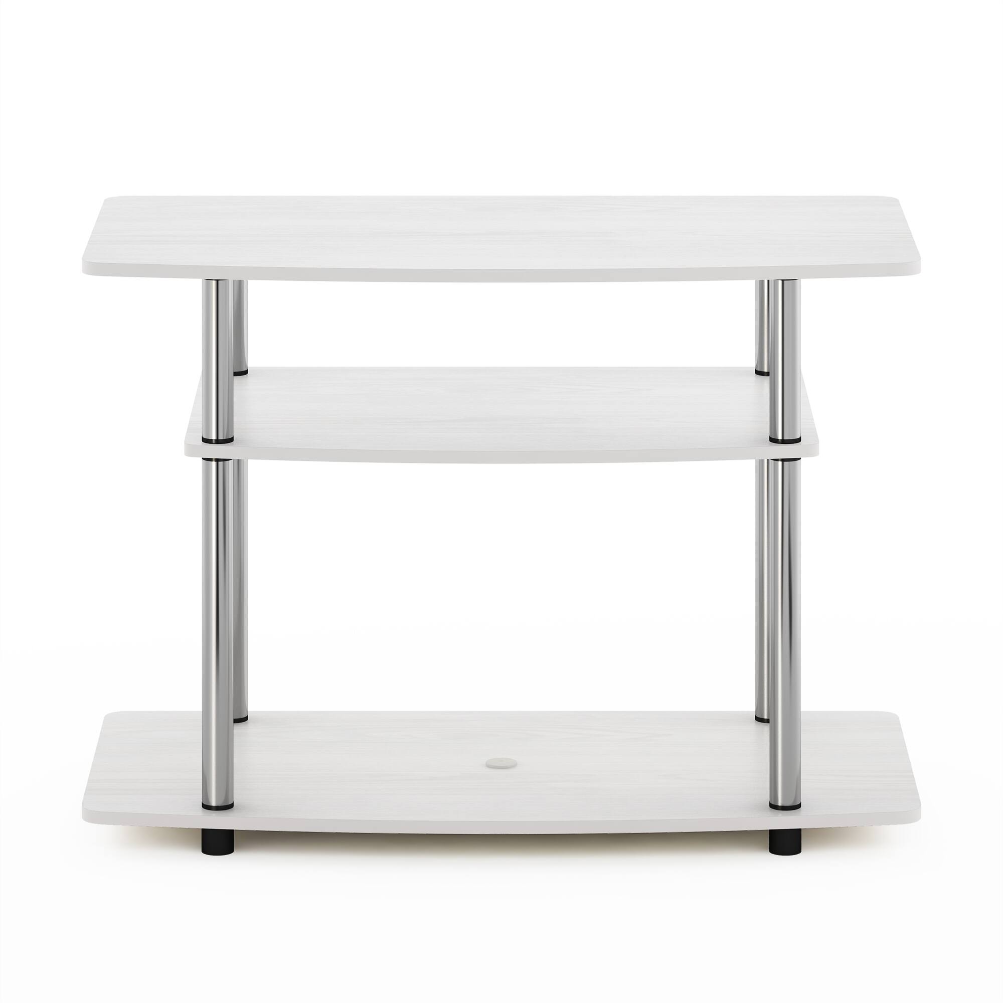 Alt View 2. Furinno - Turn-N-Tube No Tools 3-Tier TV Stands - White Oak/Stainless Steel.