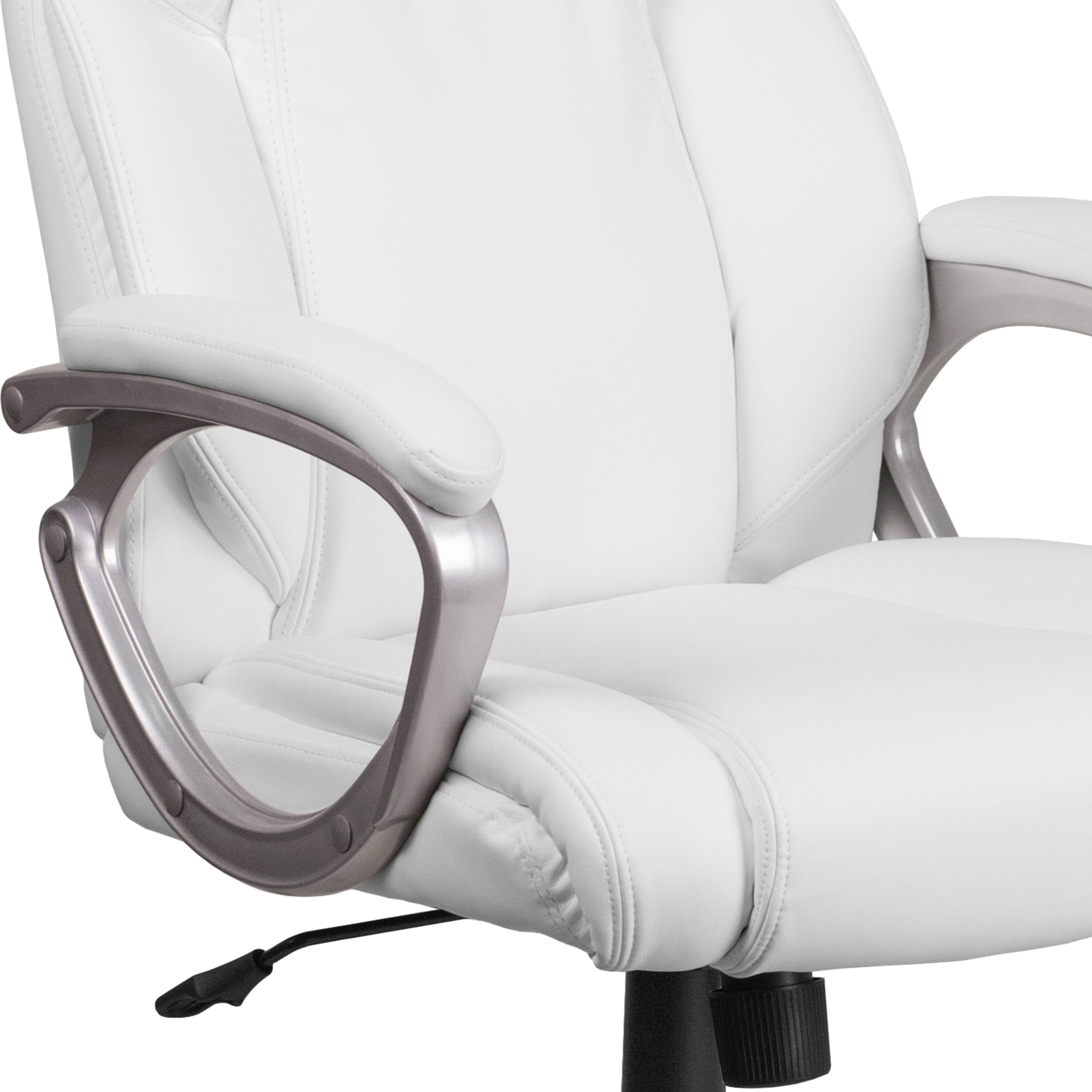 Alt View 9. Emma + Oliver - Mid-Back Faux Leather Executive Swivel Office Chair with Padded Arms - White.