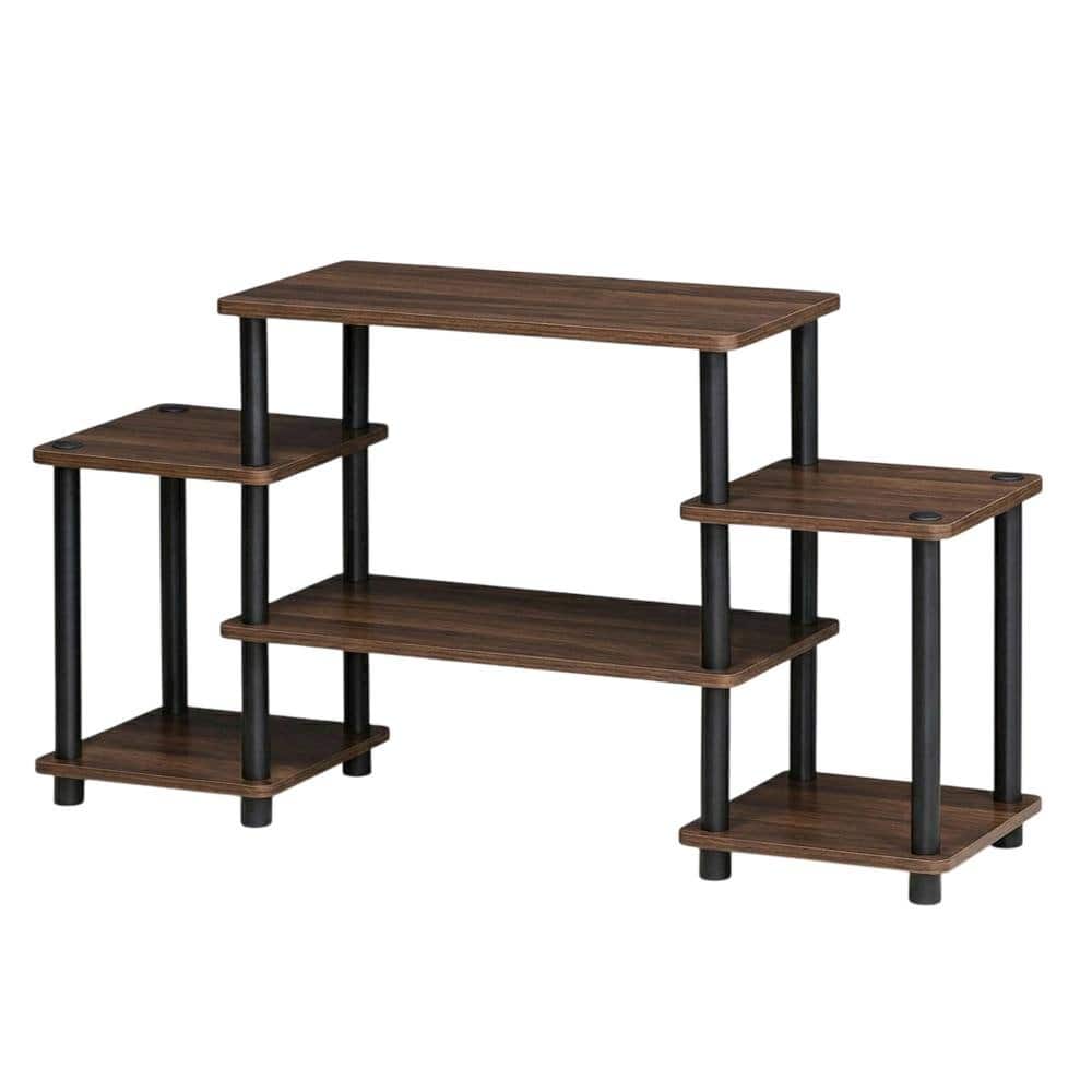 FurniFact - Furinno No Tools Entertainment Center with Spacious Storage - Dark Walnut