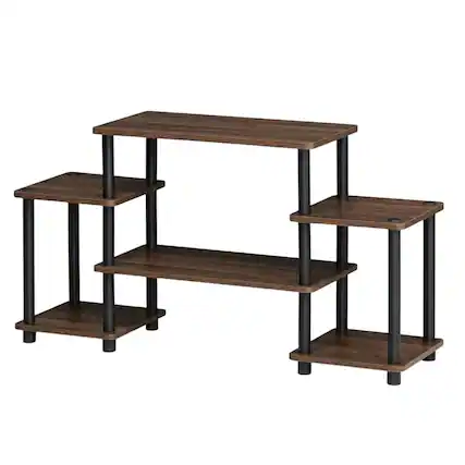 Front. FurniFact - Dark Walnut Furinno No Tools Entertainment Center with Spacious Storage - Dark Walnut.