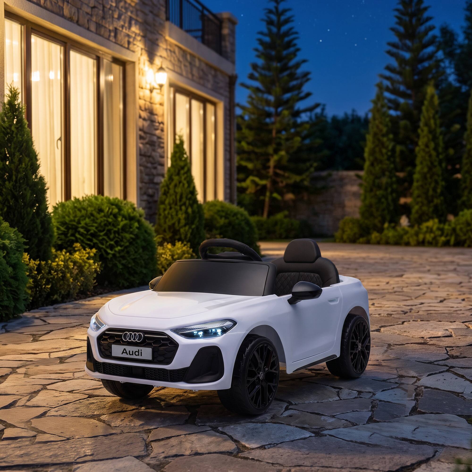 Alt View 8. Qaba - A5L Licensed Electric Ride on Car for Kids 3-6 with Remote Control Dual Motors 4-Wheel Suspension Music - White.