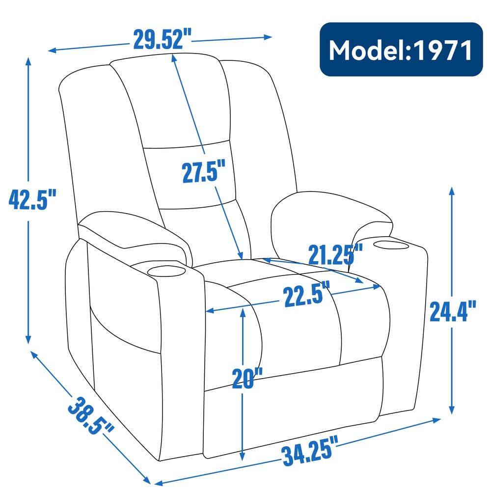 Model: 1971

- Height: 42.5"
- Width: 38.5"
- Depth: 34.25"
- Seat Height: 20"
- Seat Width: 22.5"
- Back Height: 27.5"
- Back Width: 29.52"
- Armrest Height: 21.25"
- Armrest Width: 24.4"