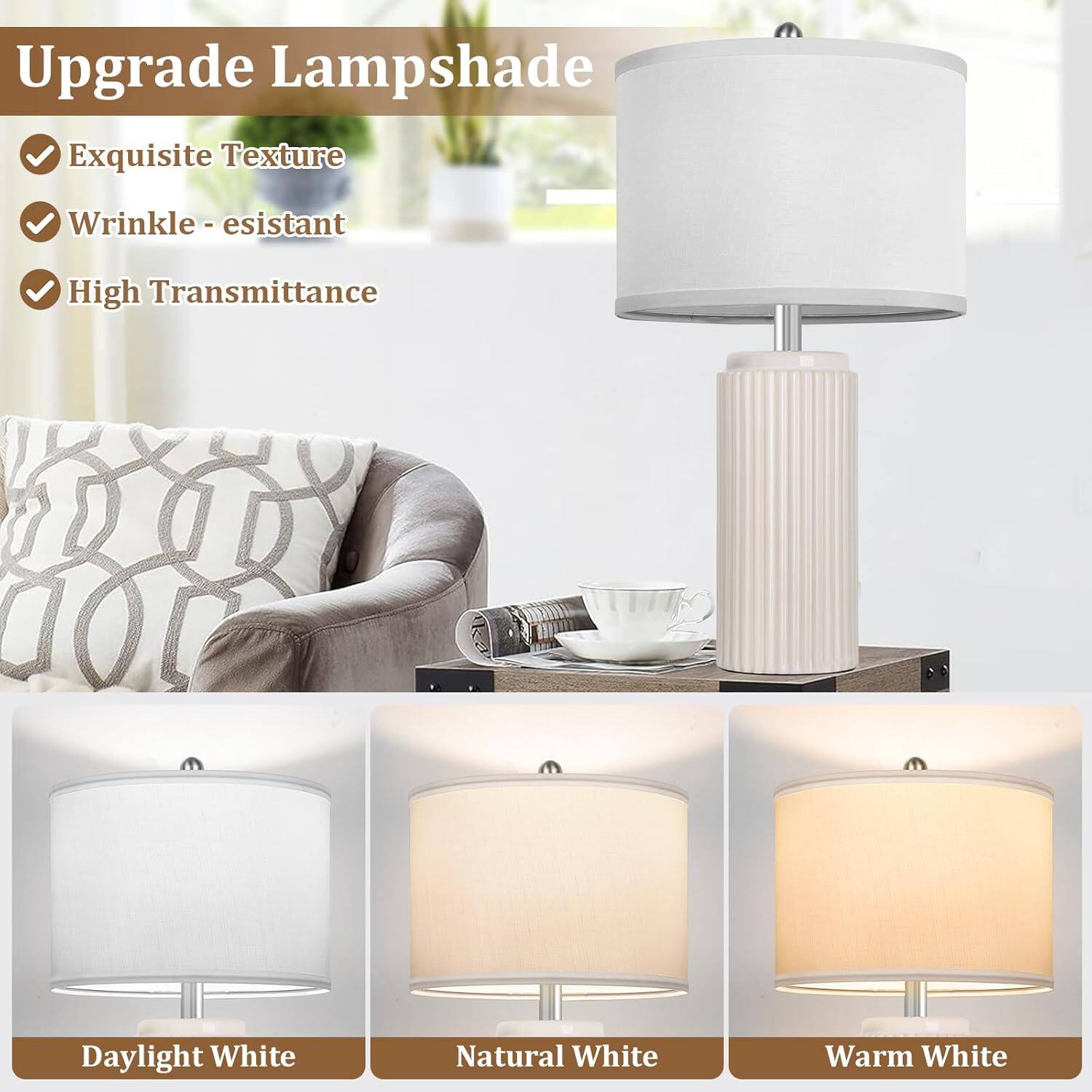 Upgrade Lampshade

- Exquisite Texture
- Wrinkle-resistant
- High Transmittance

Daylight White  
Natural White  
Warm White
