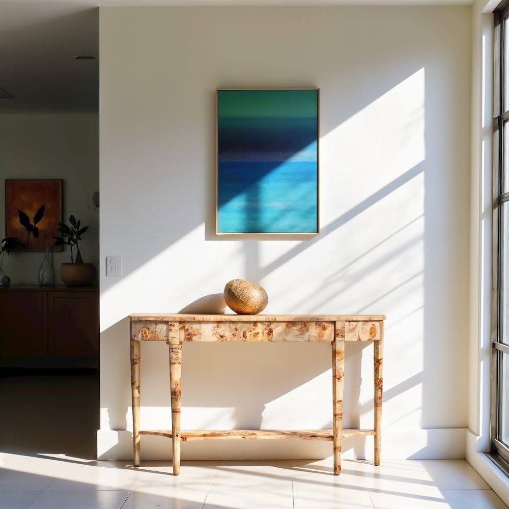 Alt View 2. Starlight Canyon Home - Light Brown Half Moon Sofa Table for Living Room or Narrow Entryway - Light Brown.