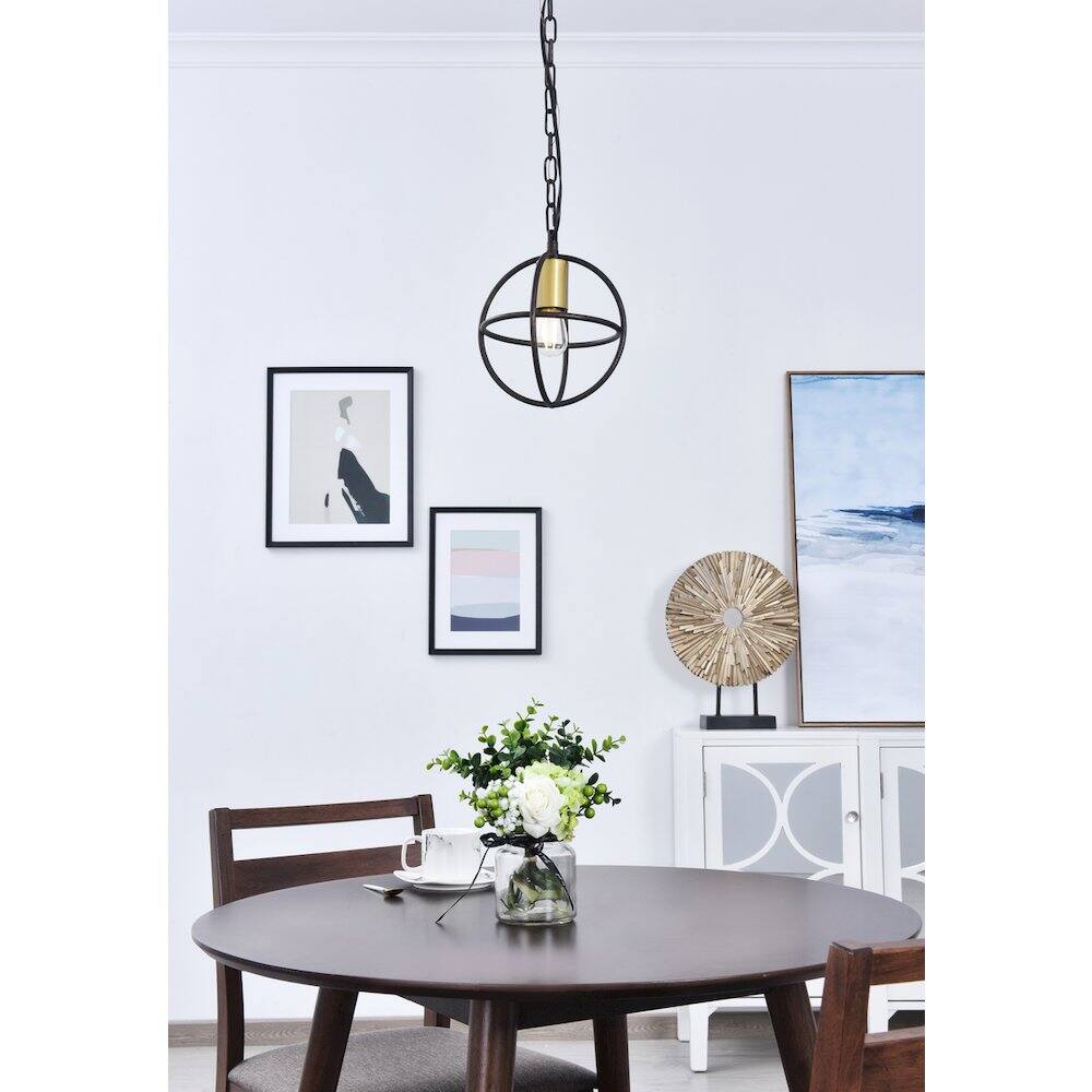 Alt View 9. Living District - Octavia 1 Light Brass And Dark Brown Pendant - Brass And Dark Brown.