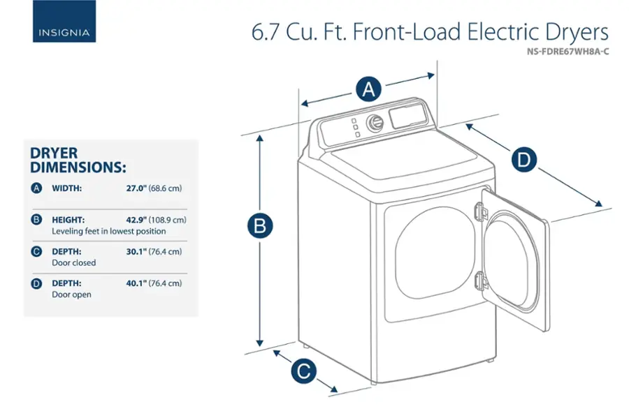 Alt View 19. Insignia™ - 6.7 Cu. Ft. Electric Dryer with Sensor Dry and My Cycle Memory - White.