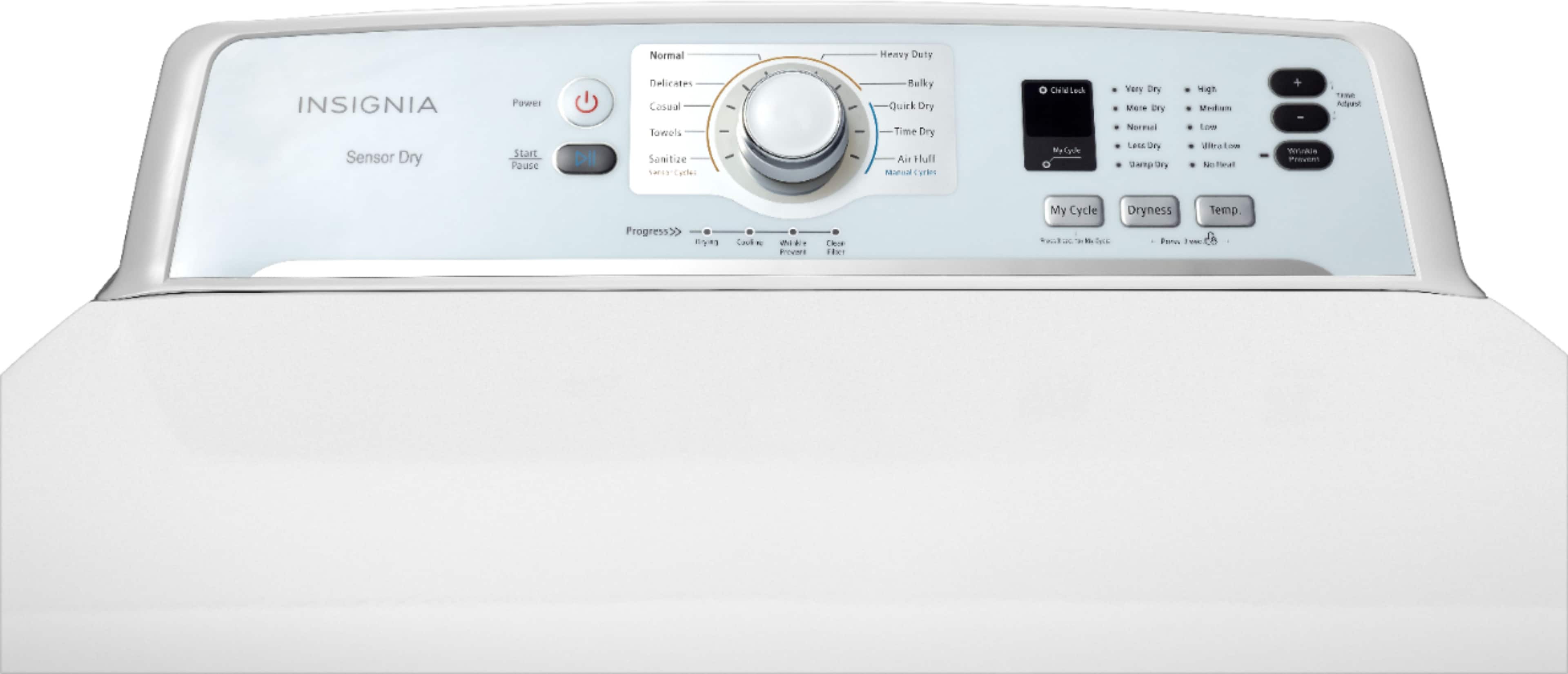 Alt View 1. Insignia™ - 6.7 Cu. Ft. Electric Dryer with Sensor Dry and My Cycle Memory - White.