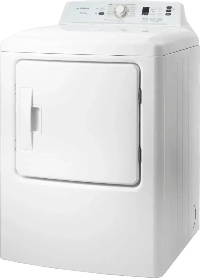 Left. Insignia™ - 6.7 Cu. Ft. Electric Dryer with Sensor Dry and My Cycle Memory - White.