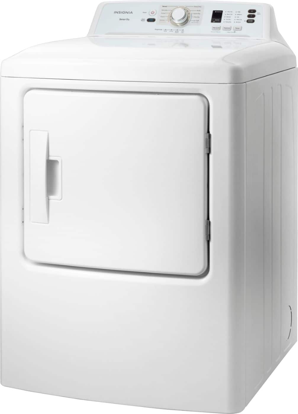 Left. Insignia™ - 6.7 Cu. Ft. Gas Dryer with Sensor Dry and My Cycle Memory - White.