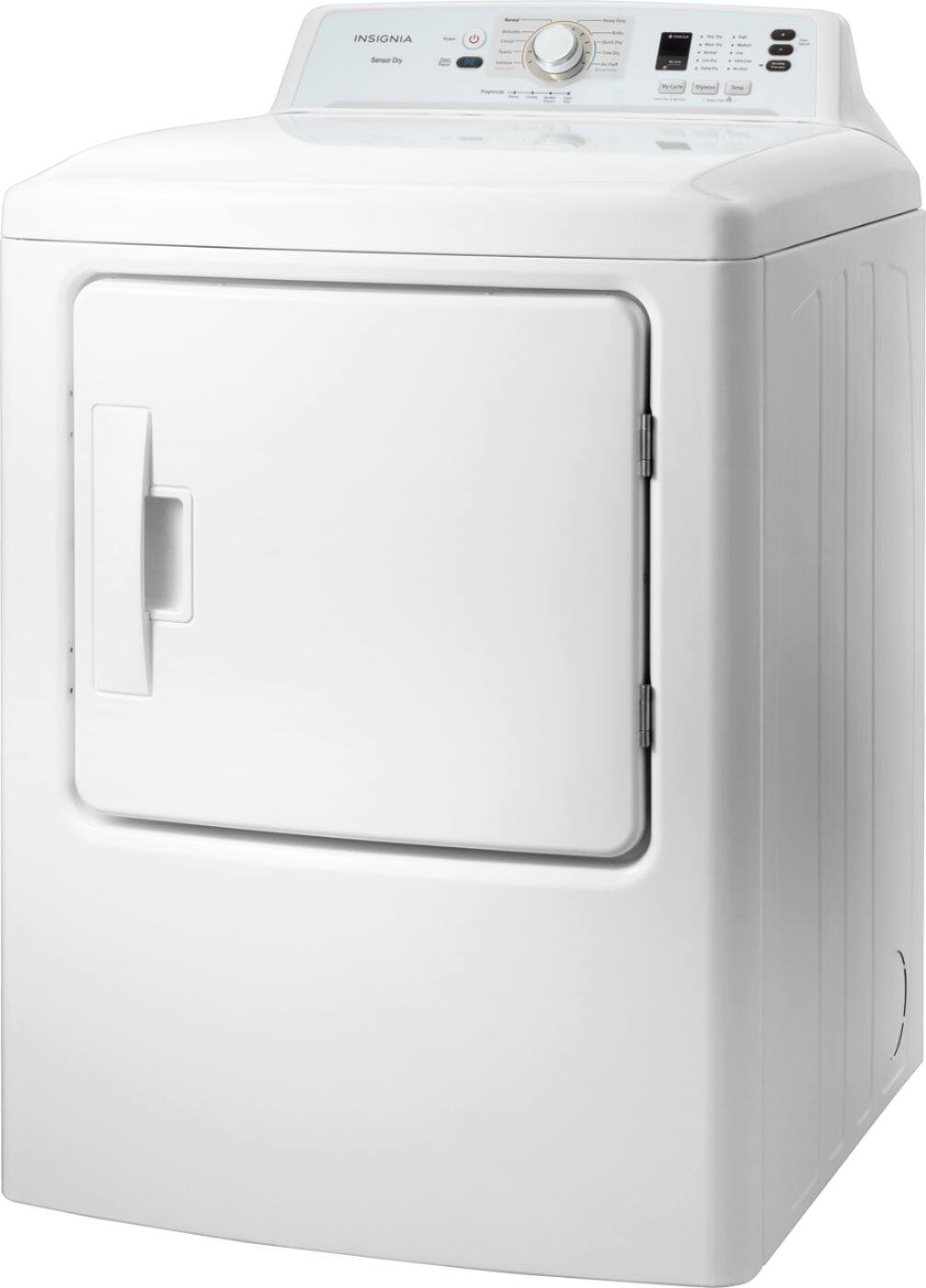 Left. Insignia™ - 6.7 Cu. Ft. Gas Dryer with Sensor Dry and My Cycle Memory - White.