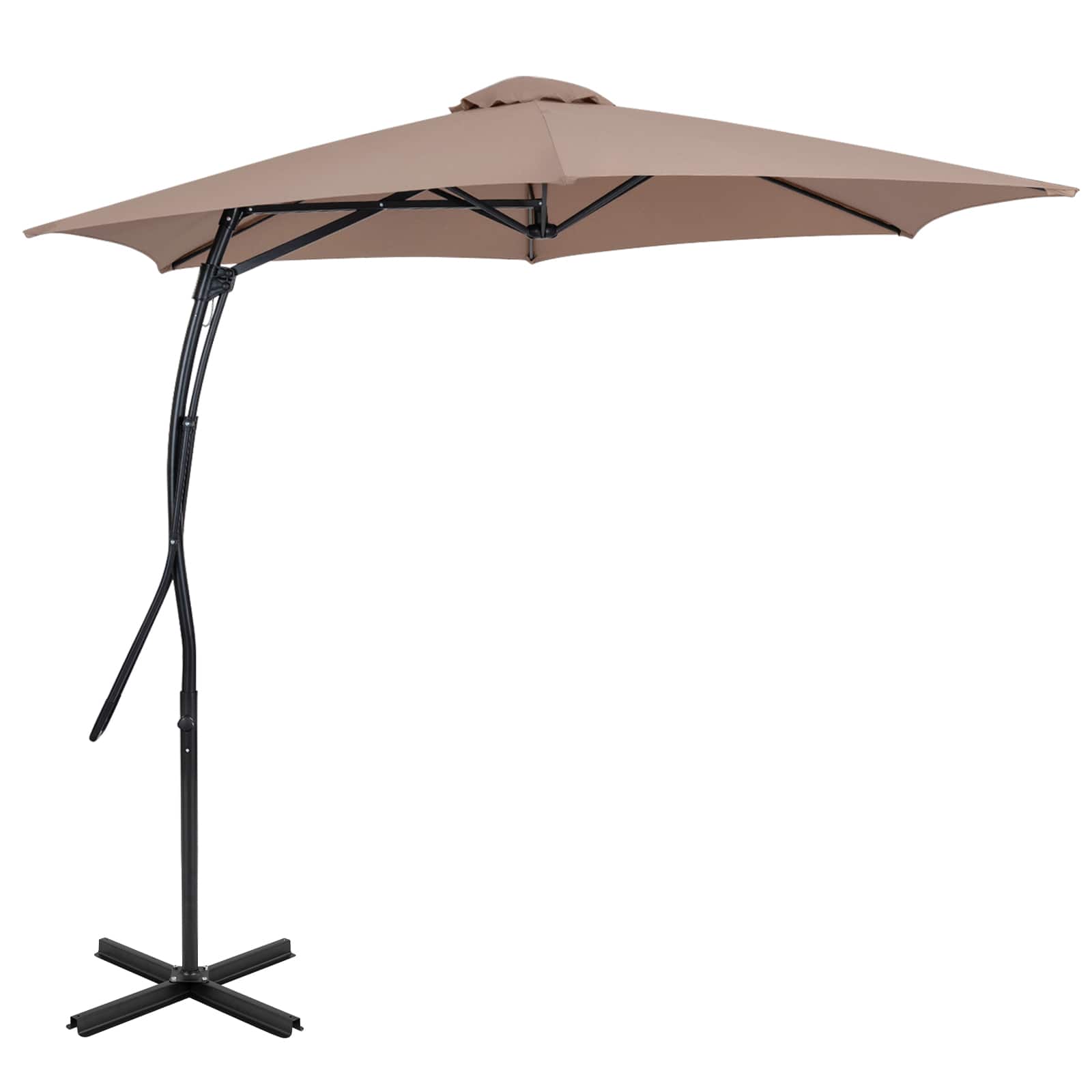 Gymax - 9 FT Cantilever Umbrella w/ Cross Base Included Smooth Handle for Backyard Coffee - Brown price history on PriceWatchPro