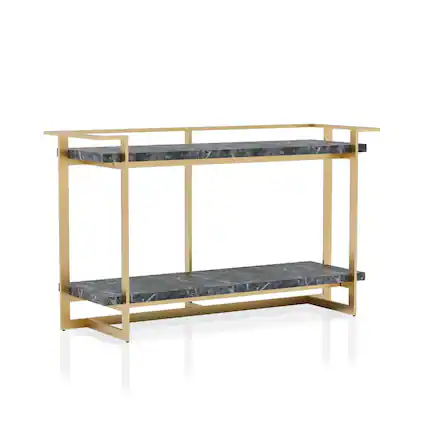 Front. Furniture of America - Meliman Contemporary Metal 1-Shelf Console Table in Gold and Black - Black.