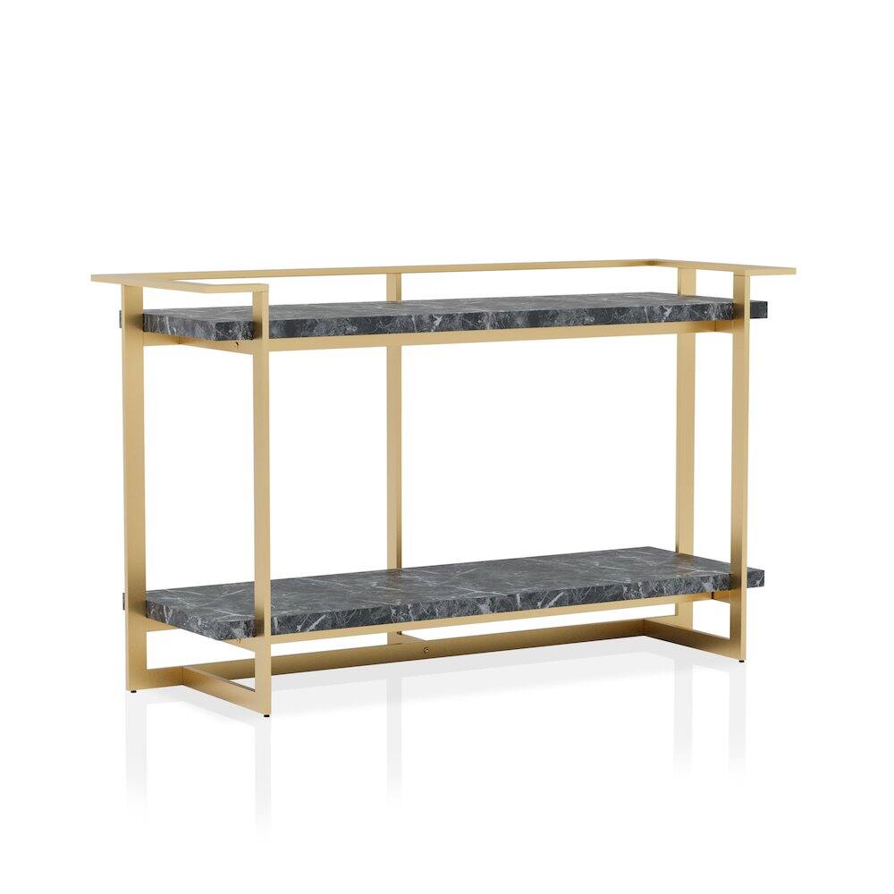Front. Furniture of America - Meliman Contemporary Metal 1-Shelf Console Table in Gold and Black - Black.