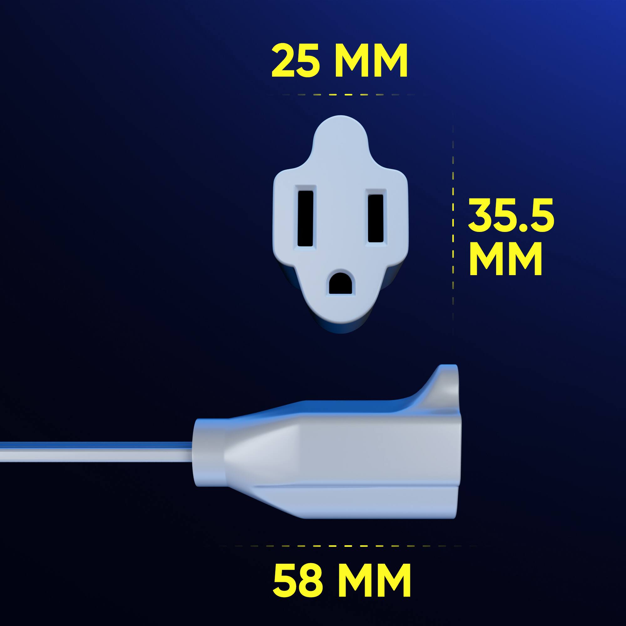 Alt View 5. Maximm - 360° Rotating Flat Plug Extension Cord 15 feet Flat Cord Under Carpet with Slim Space-Saving Plug Design - White.