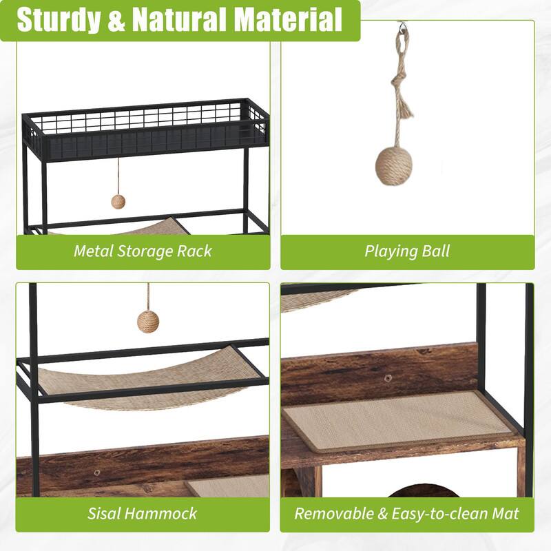 Sturdy & Natural Material

- Metal Storage Rack
- Playing Ball
- Sisal Hammock
- Removable & Easy-to-clean Mat