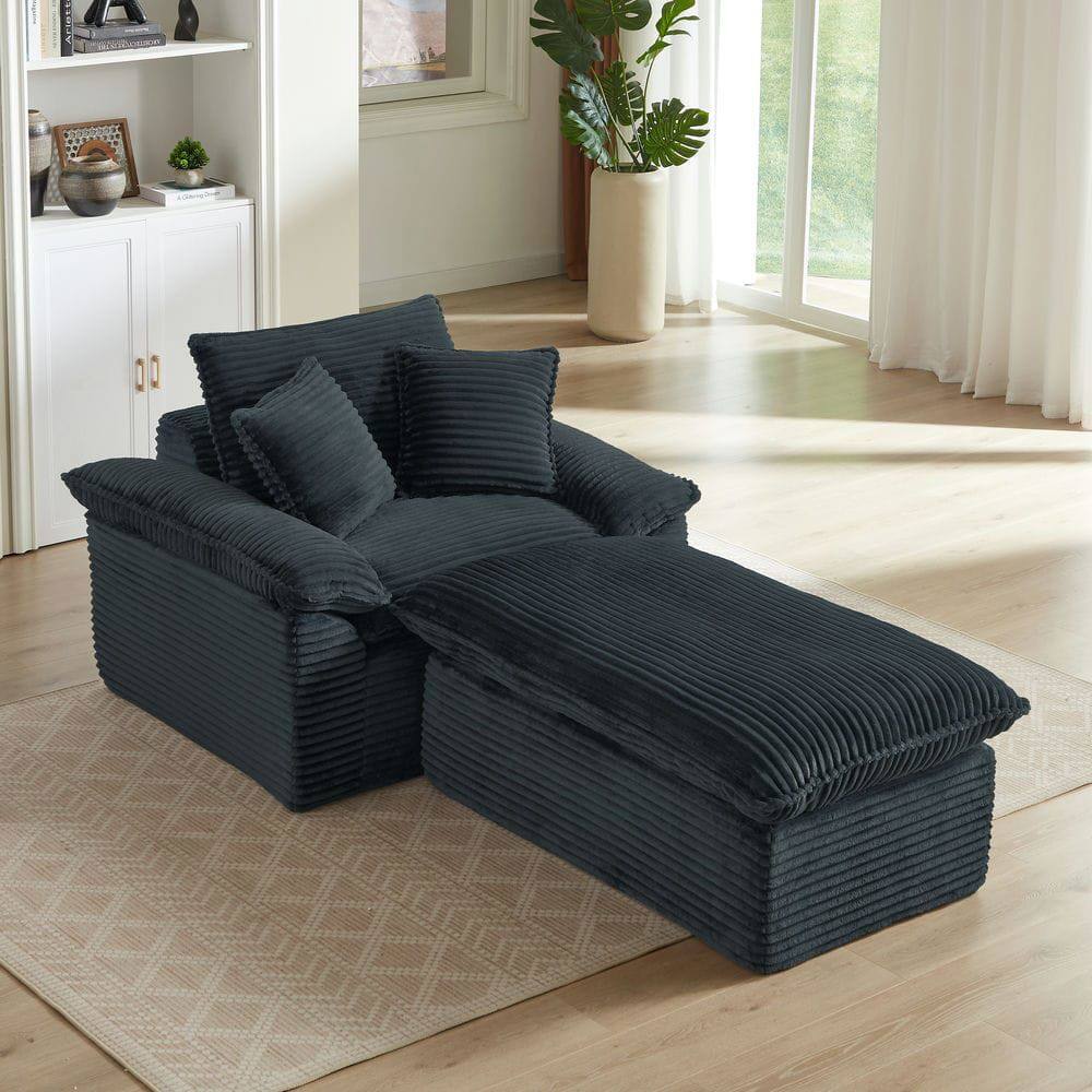 Left. Kadyn - 51.97 inch modern comfortable cushioned compression single seat sofa with unique footrest design, Dark Gray - Gray.