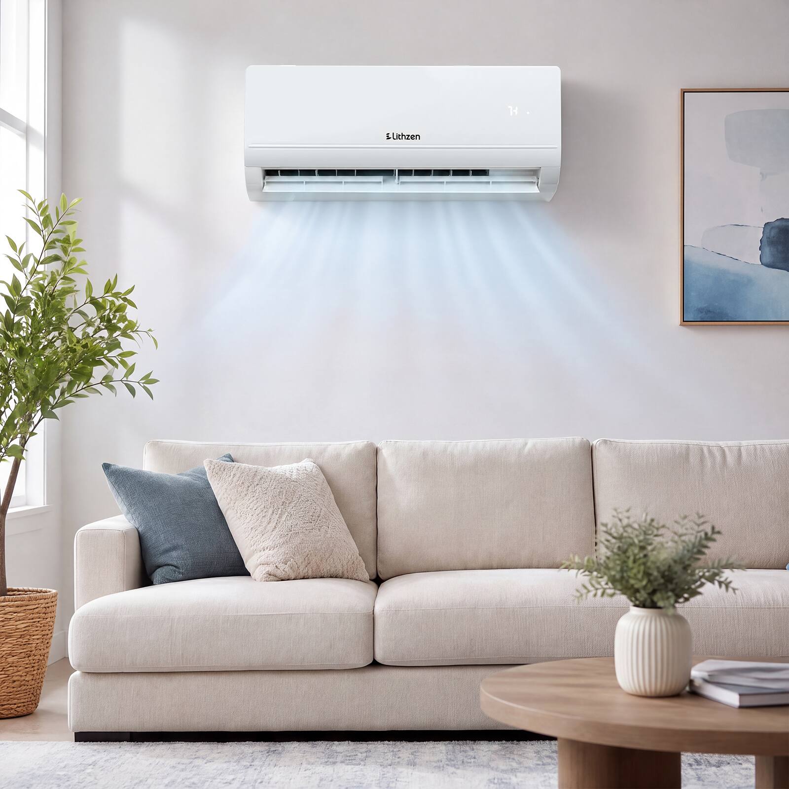 Alt View 1. Lithzen - Lithzen 12000 BTU Mini Split AC/Heating System with 1 Ton Heat Pump & Installation Kit 115V - White.