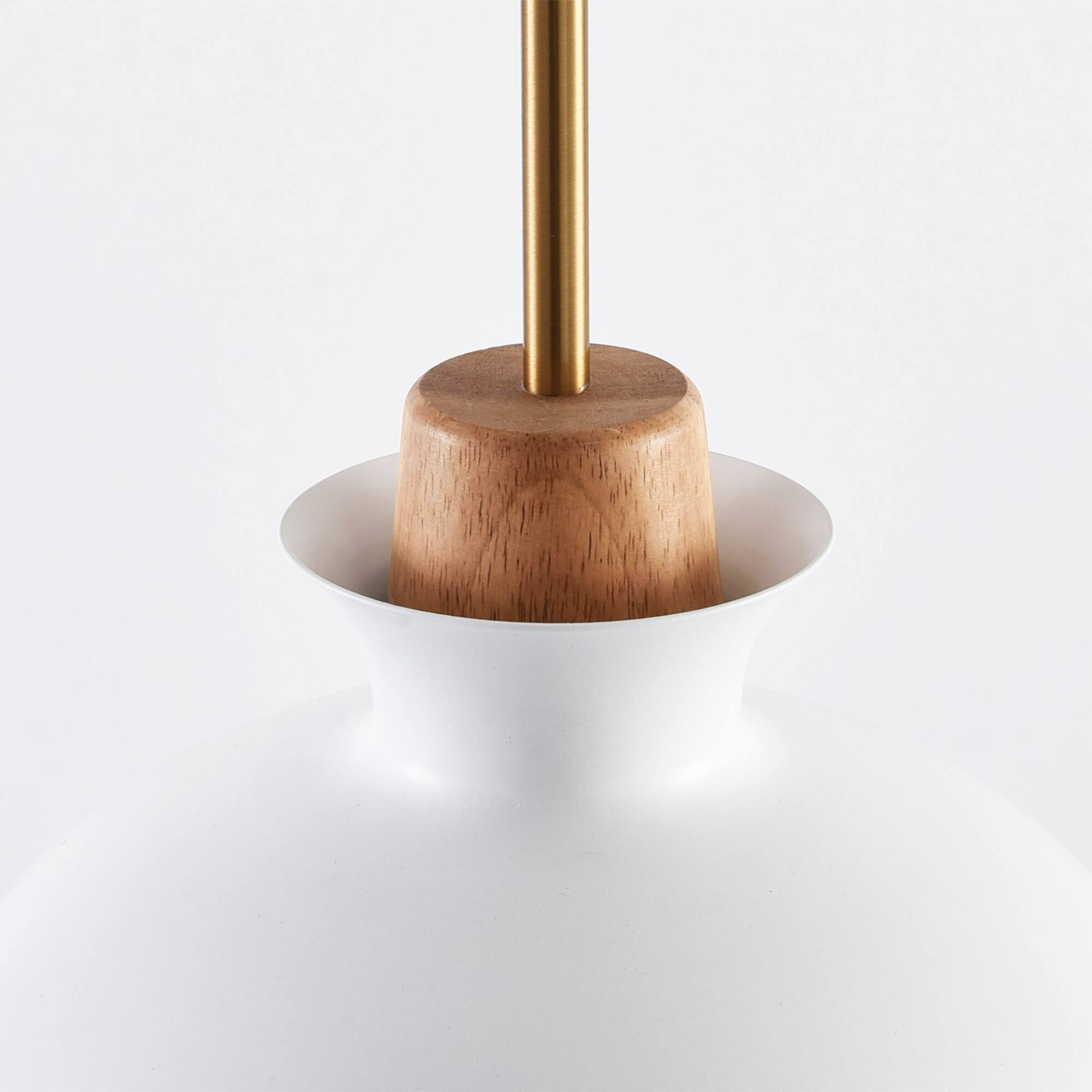 Alt View 8. Parrot Uncle - Modern 1-Light Hanging Pendant Light with Wood and Brass Accents - White.