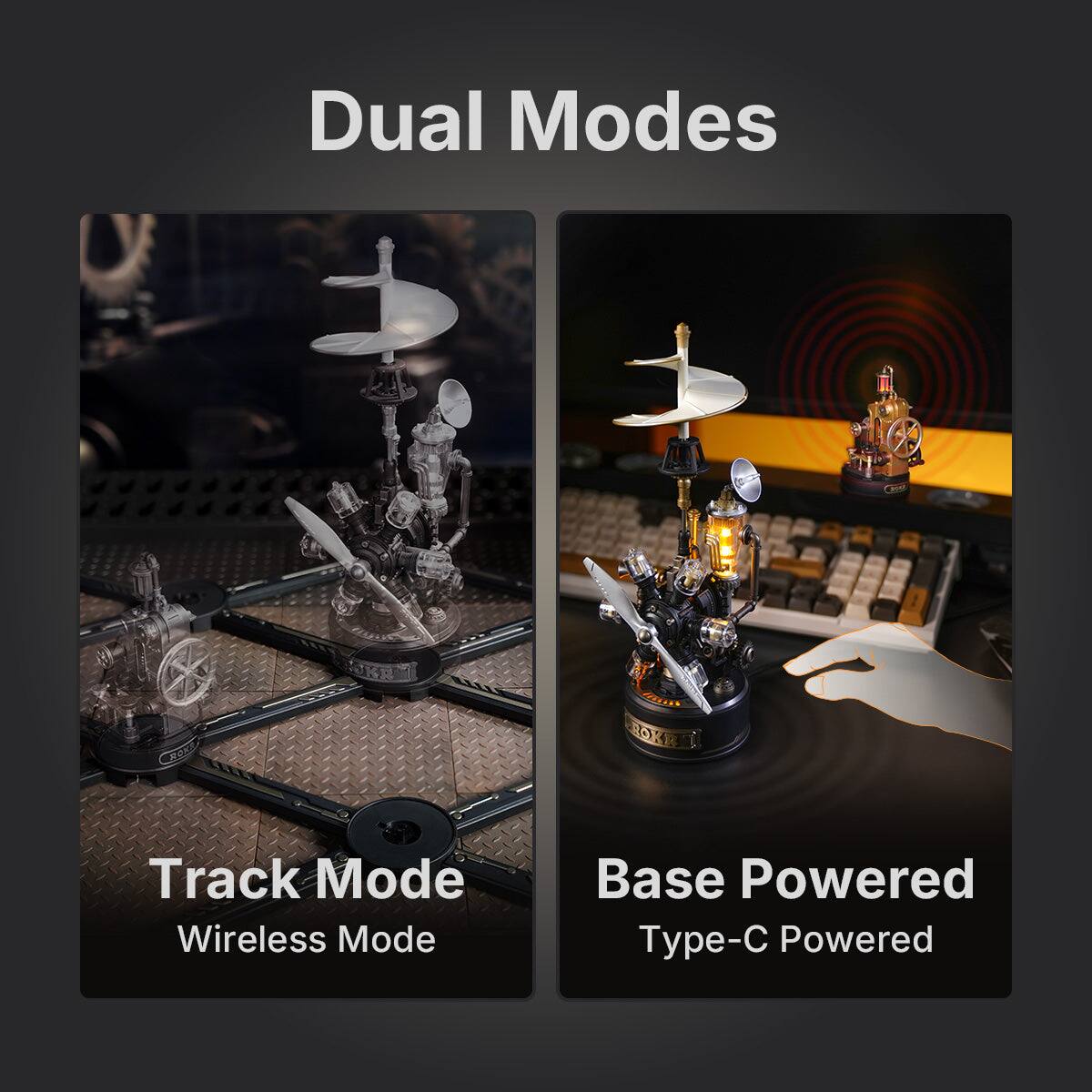 Dual Modes

Track Mode Wireless Mode

Base Powered Type-C Powered