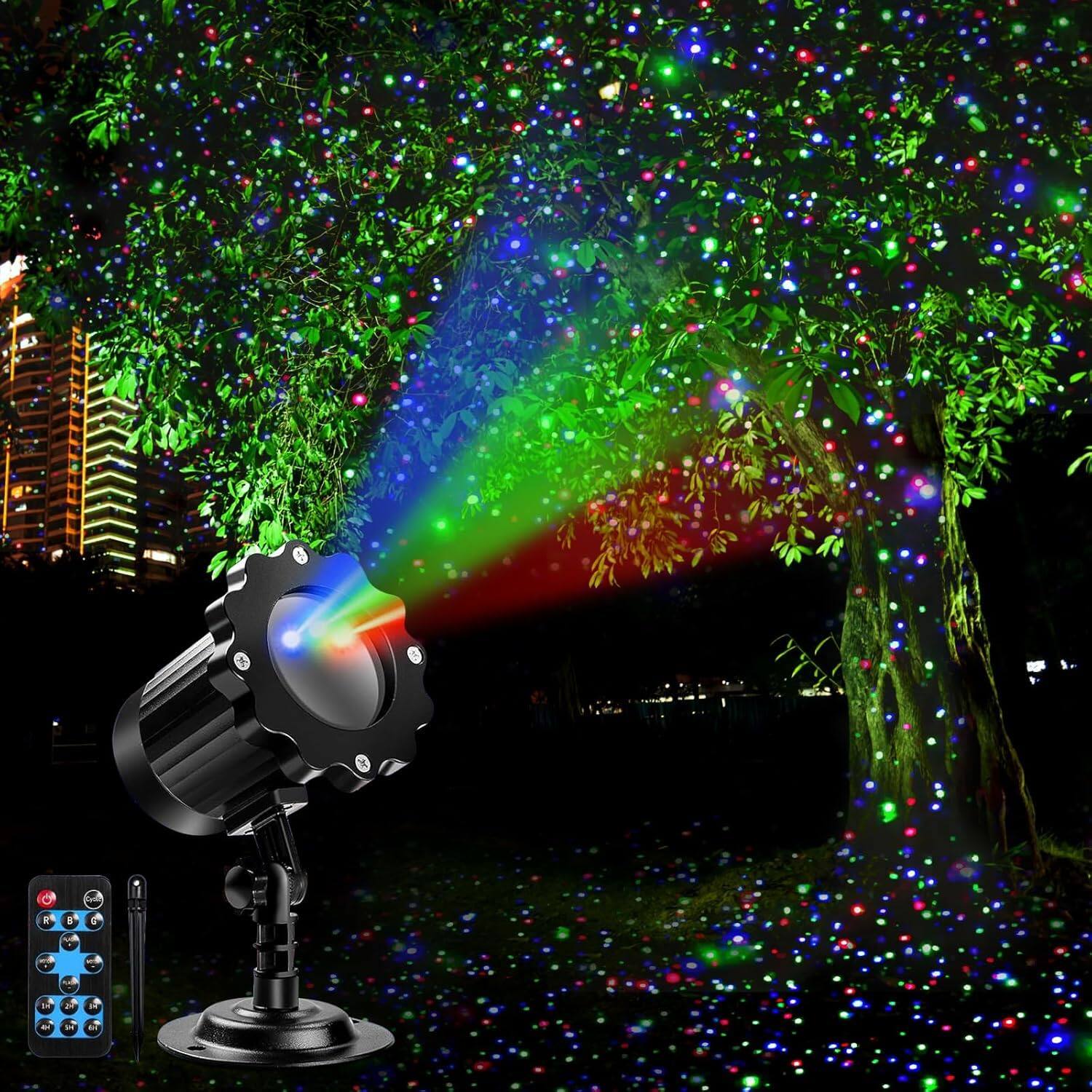 Front. Reds Spade - Outdoor RGB Laser Projector Lights Moving Color Starry Sky Firefly Effects Projection Light Control IP65 - Default.