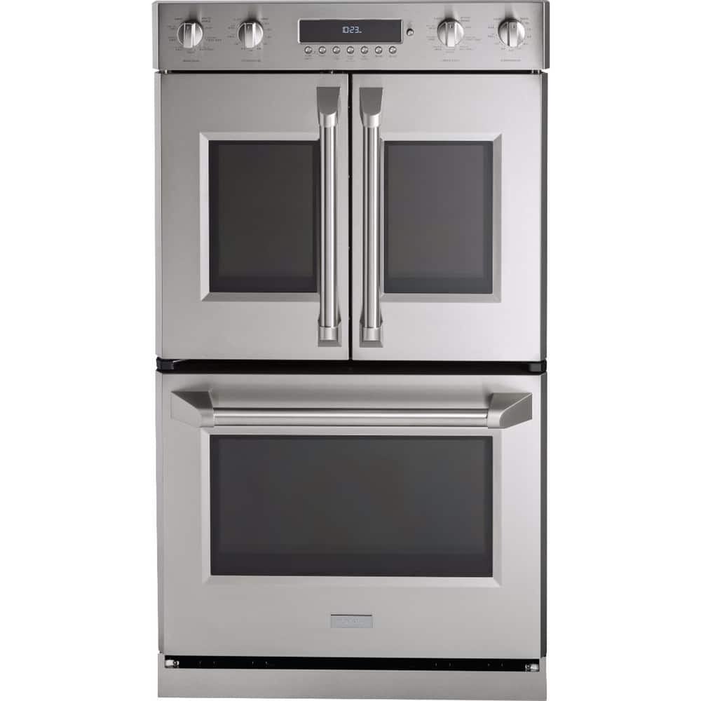Front. Monogram - 29.8" Built-In Double Electric Convection Wall Oven - Stainless steel.