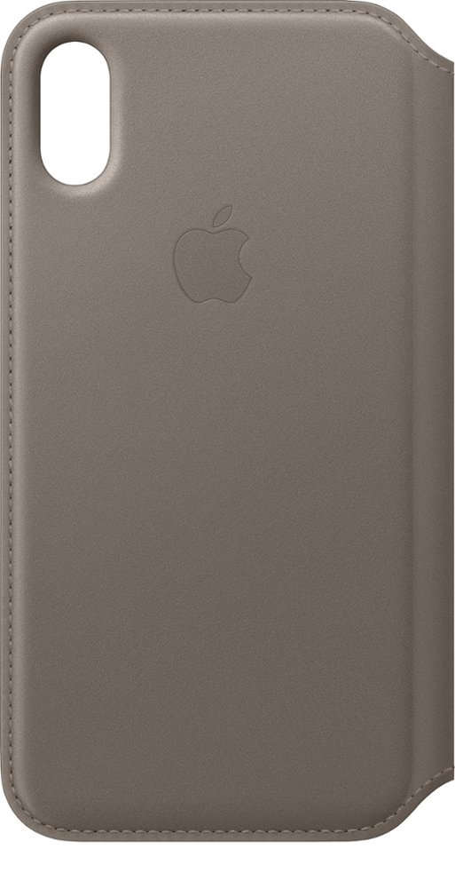 apple - iphone x leather folio - taupe