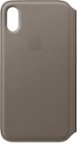 Front Zoom. Apple - iPhone® X Leather Folio - Taupe.