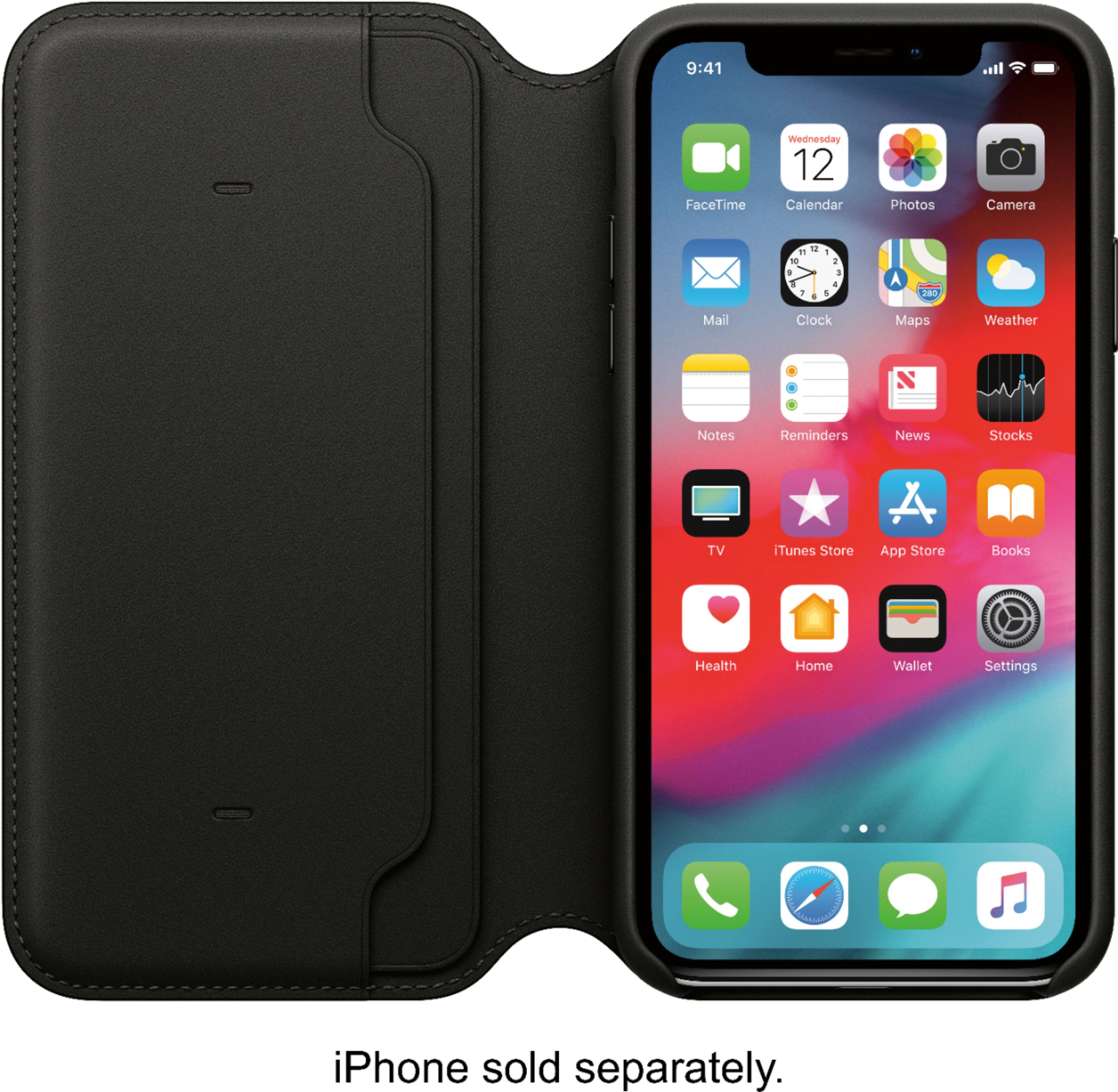 Alt View 2. Apple - iPhone® X Leather Folio - Black.