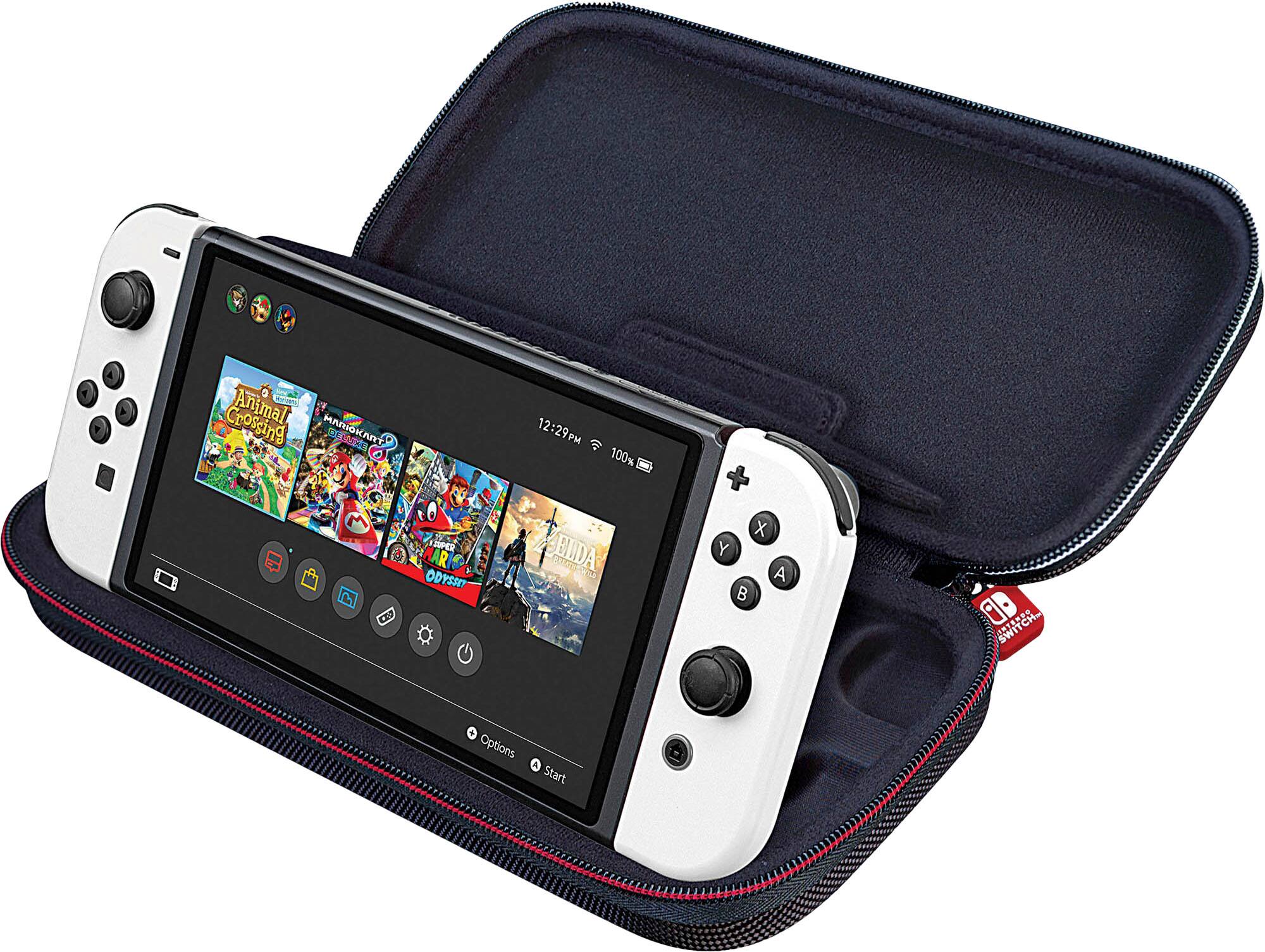 The image features a white Nintendo Wii game console sitting inside a blue carrying case. The console is positioned in the center of the case, and the case appears to be designed to protect and transport the Wii. The case is likely used by gamers to carry their Wii console and accessories while on the go.