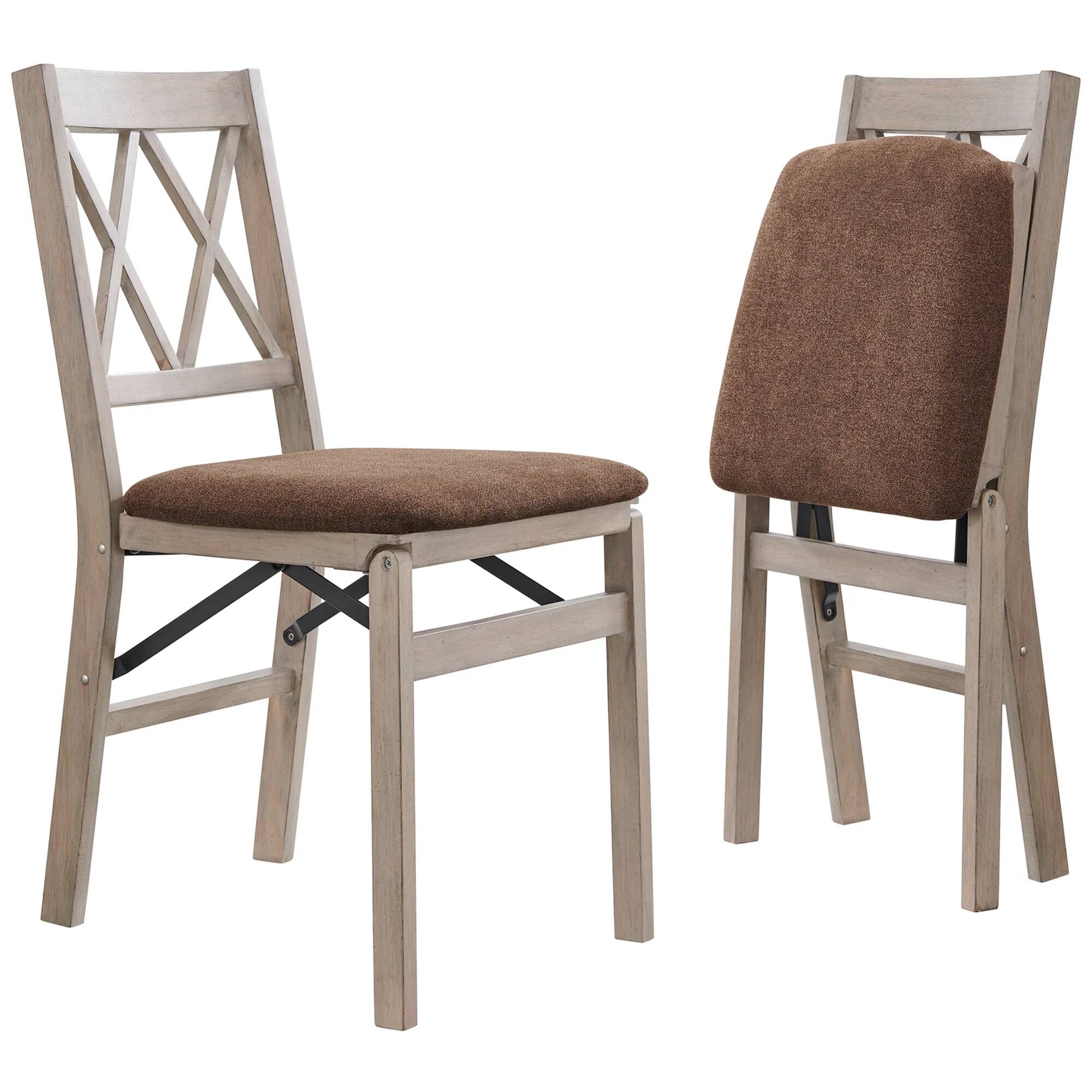 Alt View 6. Stakmore - Stakmore Double X-Back Folding Chair, Driftwood Frame with Bravado Aztec Fabric - Gray.