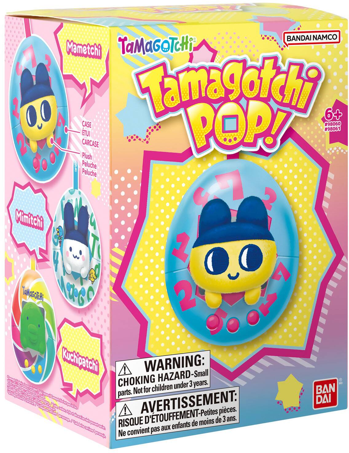 BANDAI NAMCO Mametchi TaMaGoTcHi Tamadoki 6+ CASE #98060 TUI Plush CARCASE POP! #98061 OTHI Peluche Peluche 7 3 Mimitchi 1 TouMosoRi Pizza 2 Kuchipatchi ! WARNING: HAZARD-Small CHOKING children under3 years. parts. Notfor BAN AVERTISSEMENT: DAI juncia. ! D'TOUFFEMENT-Petites pices. RISQUE moins de 3 ans. enfants de convient pas aux Ne