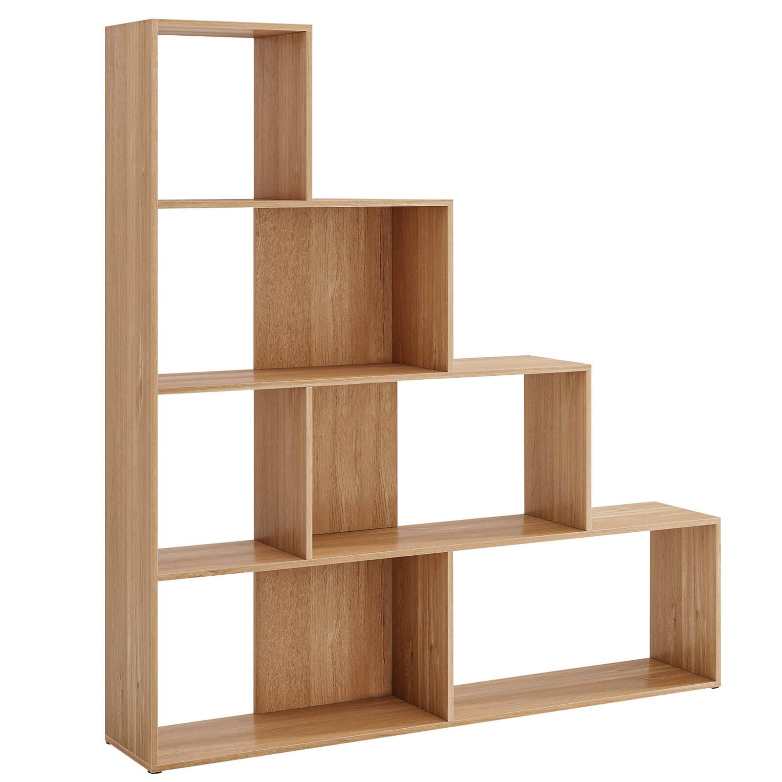 Alt View 9. Costway - Costway 6 Cubes Ladder Shelf Freestanding Corner Bookshelf Storage Bookcase Display Rack - Natural.