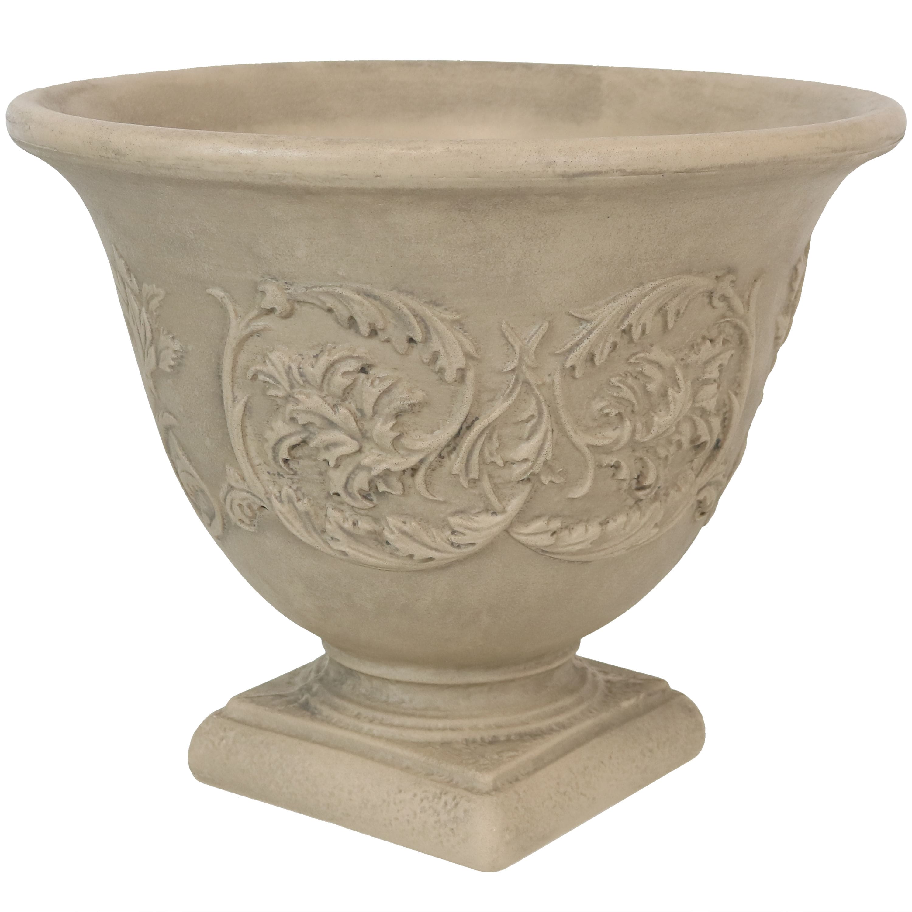 Sunnydaze - 16 in Darcy Dual-Wall Polyresin Planter - Beige