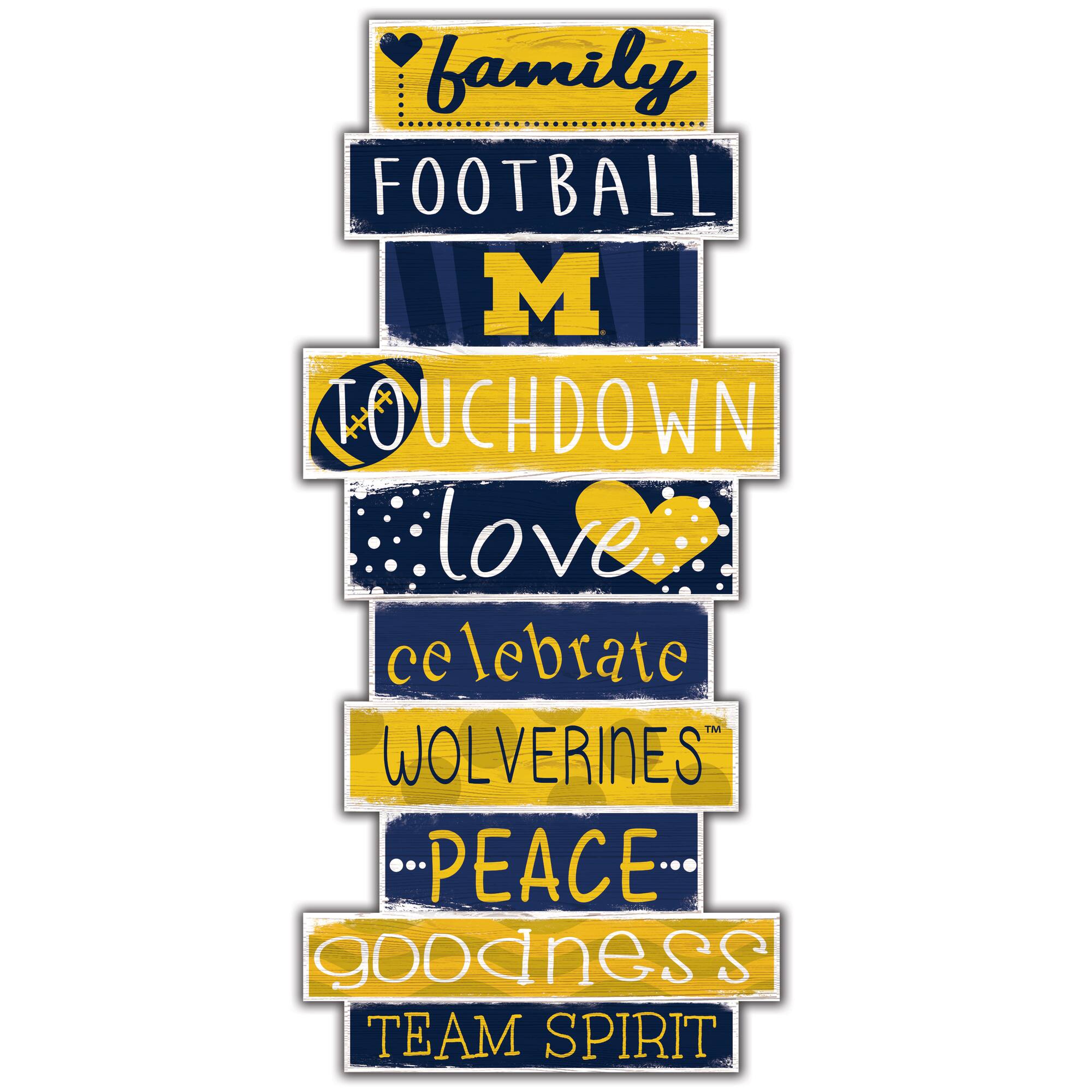 Michigan Wolverines 5'' x 24'' Celebrations Stack Sign