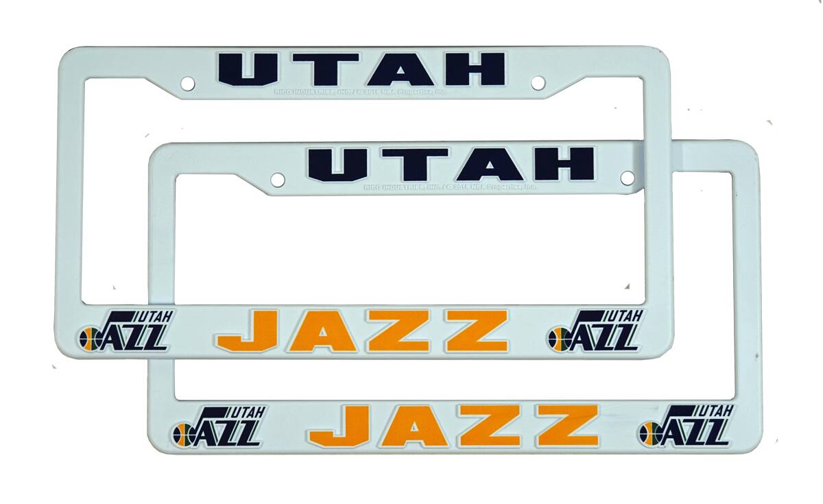 Utah Jazz Basketball Raised Lettering Plastic License Plate Frame - Set of 2 Frames