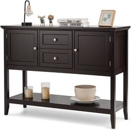 Costway - Sideboard Buffet Table Wooden Console Table W/ Drawers & Storage Cabinets - Coffee