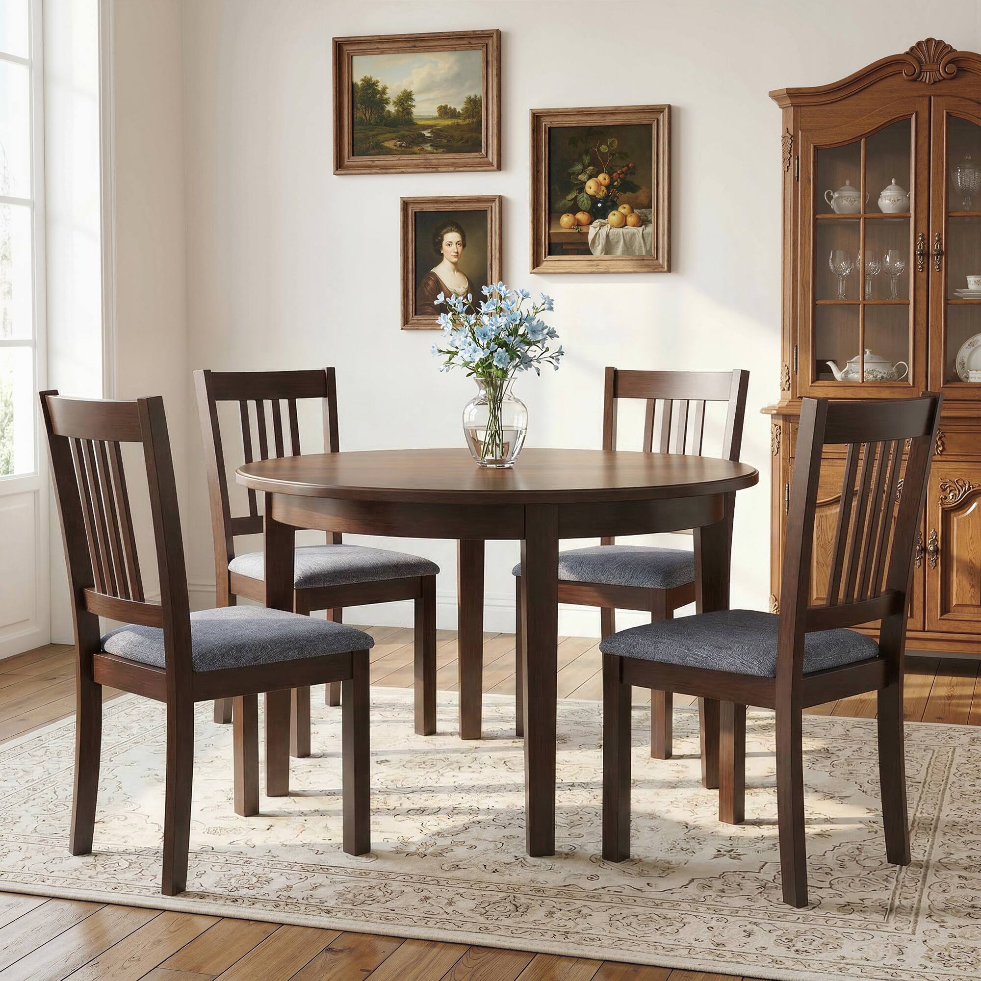 Alt View 7. Homcom - Chairs Set of 2 Linen Upholstered Kitchen Chairs with Rubberwood Legs for Dining Room Living Room Espresso - Espresso and Gray.