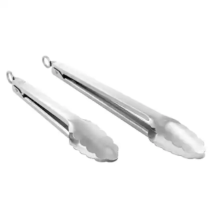 Front. Martha Stewart - Martha Stewart 2 Piece Stainless Steel Tongs - Silver.