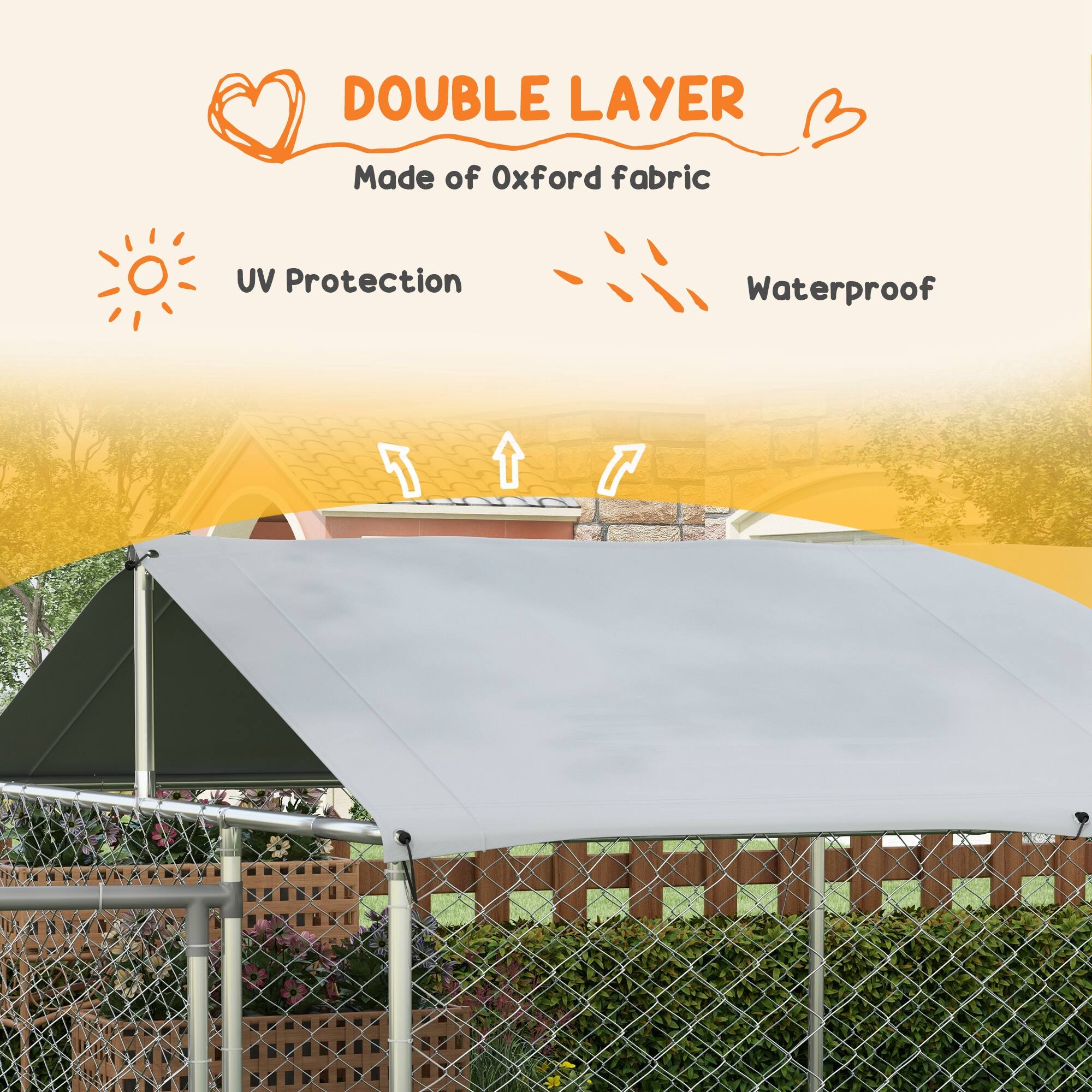 DOUBLE LAYER  
Made of Oxford fabric  
UV Protection  
Waterproof