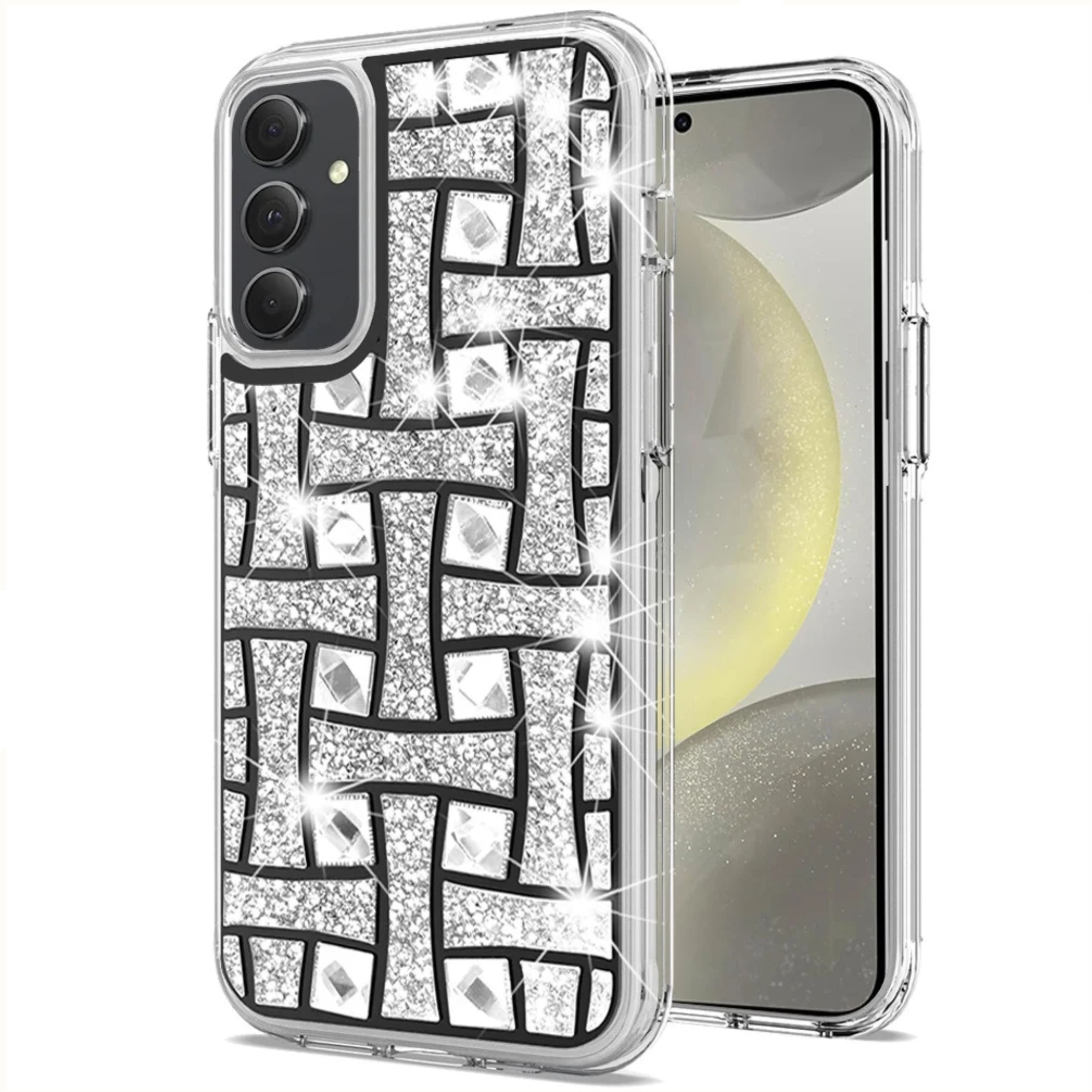 Kitcheniva - Crystal Bling Protective Cover With Tempered Glass For Samsung S25 Plus S24 Plus Silver - Black price history on PriceWatchPro