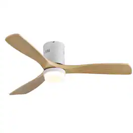 Sofucor - 52 Inch Wood Ceiling Fans with Lights and Remote High CFM Solid Wood Ceiling Fans for Bedroom Patio Indoor Outdoor - White Wood