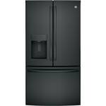 GE - 27.8 Cu. Ft. French Door Refrigerator - Black stainless steel - Front_Standard