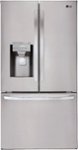 Front. LG - 27.9 Cu. Ft. French Door Smart Refrigerator with External Tall Ice and Water Dispenser - Stainless Steel.